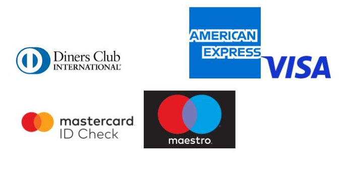 Прифатени платежни картички: Diners Club, American Express, Visa, Mastercard ID Check и Maestro